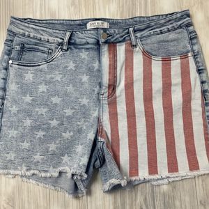Judy Blue Denim Shorts Womens 3XL Cut Off Jean American Flag Stars StripeStretch